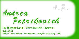 andrea petrikovich business card